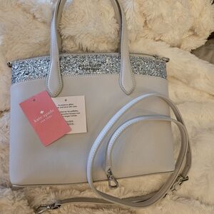 Kate Spade Silver and White Tote Bag